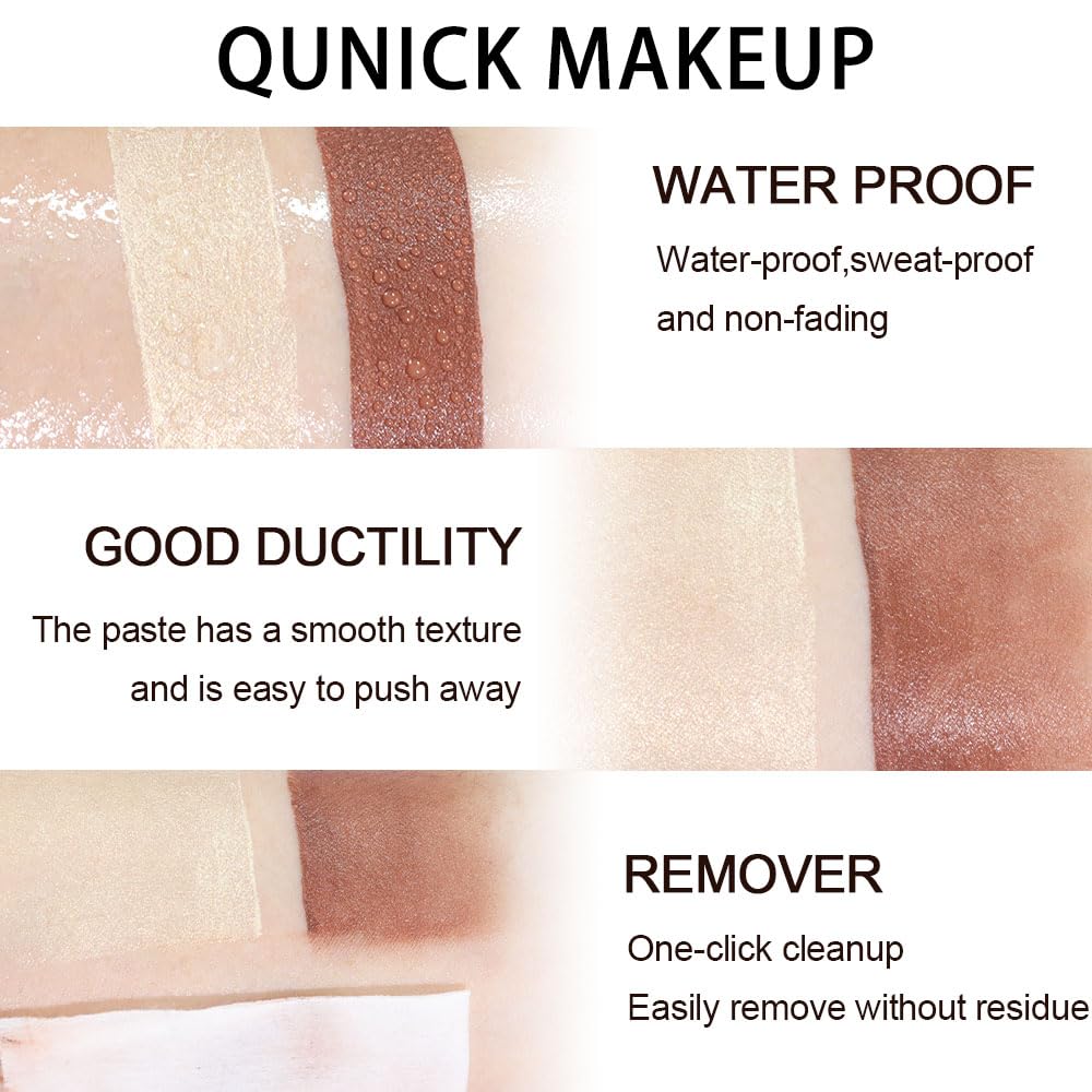 Evpct 2Pcs Face Cream Contour Bronzer Sticks Makeup Highlighter Kit in Dark Brown and Gold - Image 6