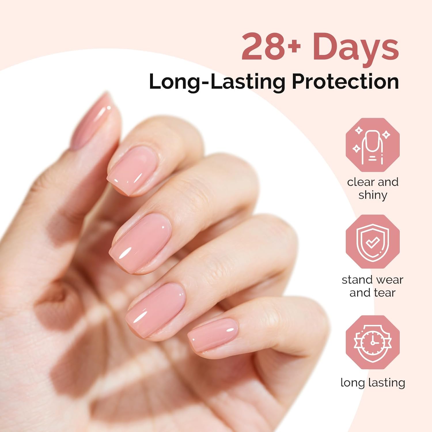 MelodySusie 3 Piece Nail Gel Set with No Wipe Glossy Top and Base Coat, 15ml Each - Image 2