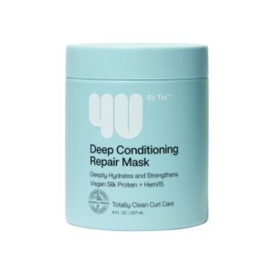 4U by Tia Deep Conditioning Hair Mask - Gardenia Hemi-15 Hair Mask for Damaged Hair - Sulfate Free & Paraben free Mask for Hair Curly, Coily, Kinky Hair (8 fl oz)