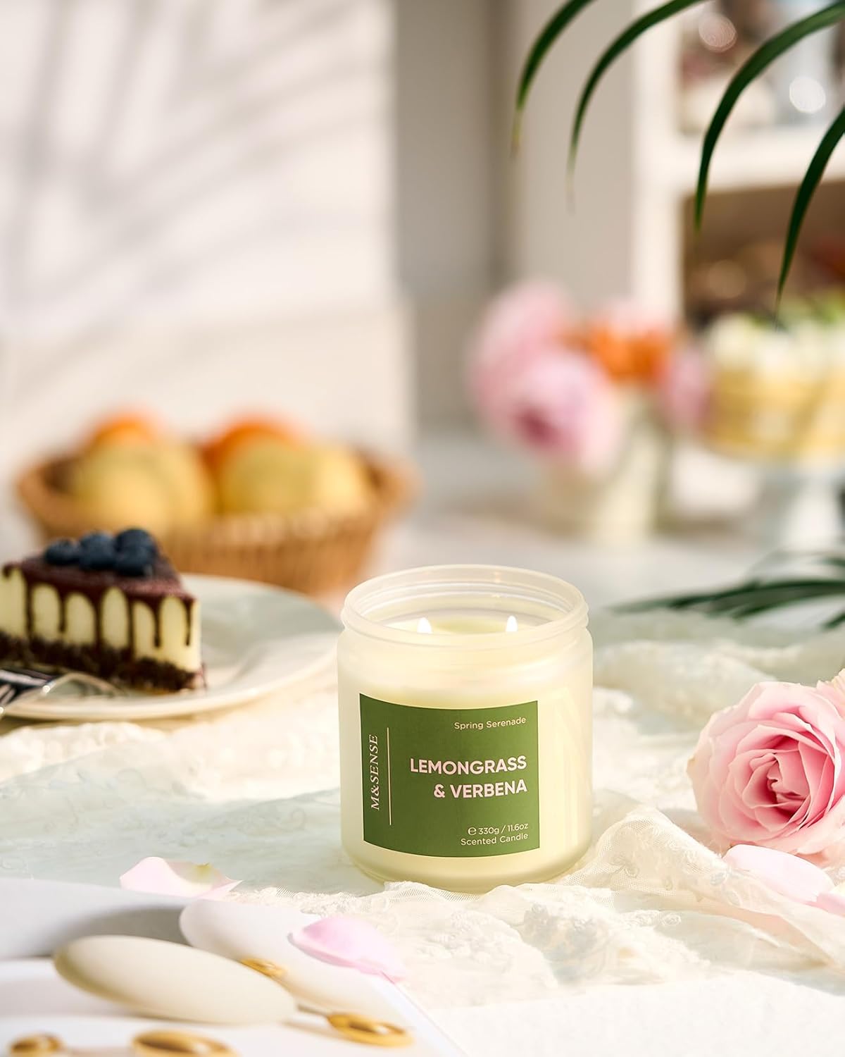 M&SENSE Lemongrass Verbena Scented Candle - 11.6oz 70 Hours Burn Time Natural Soy Wax Non-Toxic Candle, 2-Wick Aromatherapy Home Decor Fragrance Gifts for Relaxation & Stress Relief - Image 7