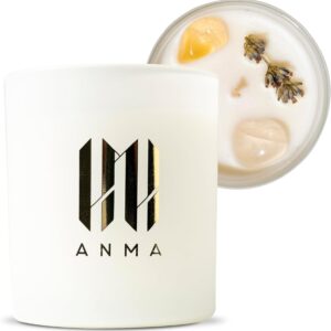 ANMA Luxury Candles - One Night in Medellin Fragrance - Handcrafted Soy Wax Scented Candle with Precious Stones & Botanicals - 50-Hour Clean Burn - Vegan Aromatherapy for Romance & Warmth