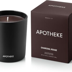 Apotheke Scented Candles for Home, Charcoal Rouge - 10.5 oz Long-Lasting Soy Wax Jar Candle - 60-70 Hours Burn Time - Notes of Cedarwood & Sandalwood, Smoky Embers, Burnt Maple, & Hint of Raspberry