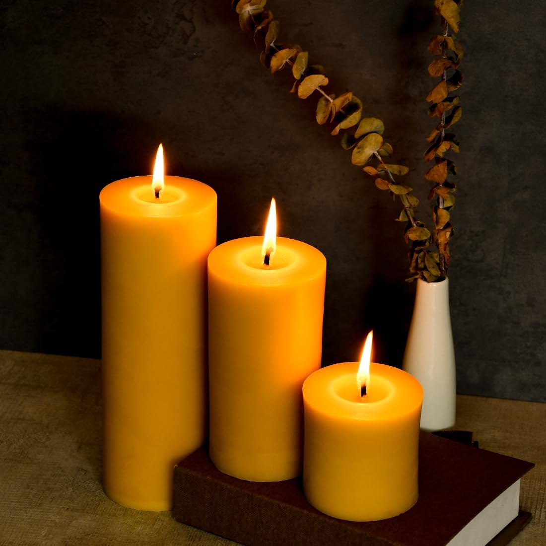 3"x 9" Large Beeswax Pillar Candle, Made of Pure Natural Beeswax, with Ultra Long Burning Time and Low Allergenicity-Raw,124H - Image 5