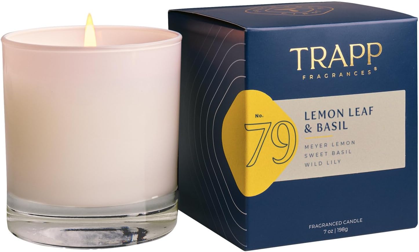Trapp - No. 79 Lemon Leaf & Basil - 7 oz. Signature Candle - Aromatic Home Fragrance with Fruity Scent of Meyer Lemon, Sweet Basil, & Wild Lily Notes - Petrolatum Wax