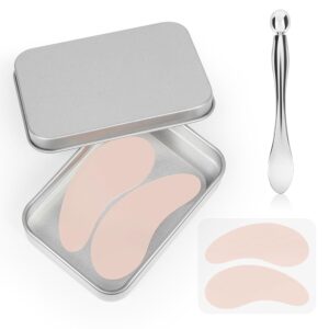 Under Eye Patches Silicone - 2 Pcs Reusable, eye Patches Plump Fine Lines & Wrinkles with Metal Eye Cream Applicator, Tin Case Christmas Gift