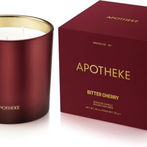 Apotheke 3-Wick Scented Candles for Home, Bitter Cherry - 26 oz Long-Lasting Premium Luxury Soy Wax Jar Candle, 120-140 Hours Burn Time - Notes of Black Cherry, Cardamom & Chili Pepper