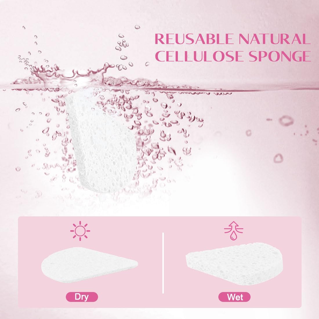120-Count Compressed Facial Sponges, Face Sponges for Cleansing, 100% Natural Cellulose Cosmetic Spa Scrub for Makeup Removal, Exfoliating Mask, Skin Massage - White - Image 2