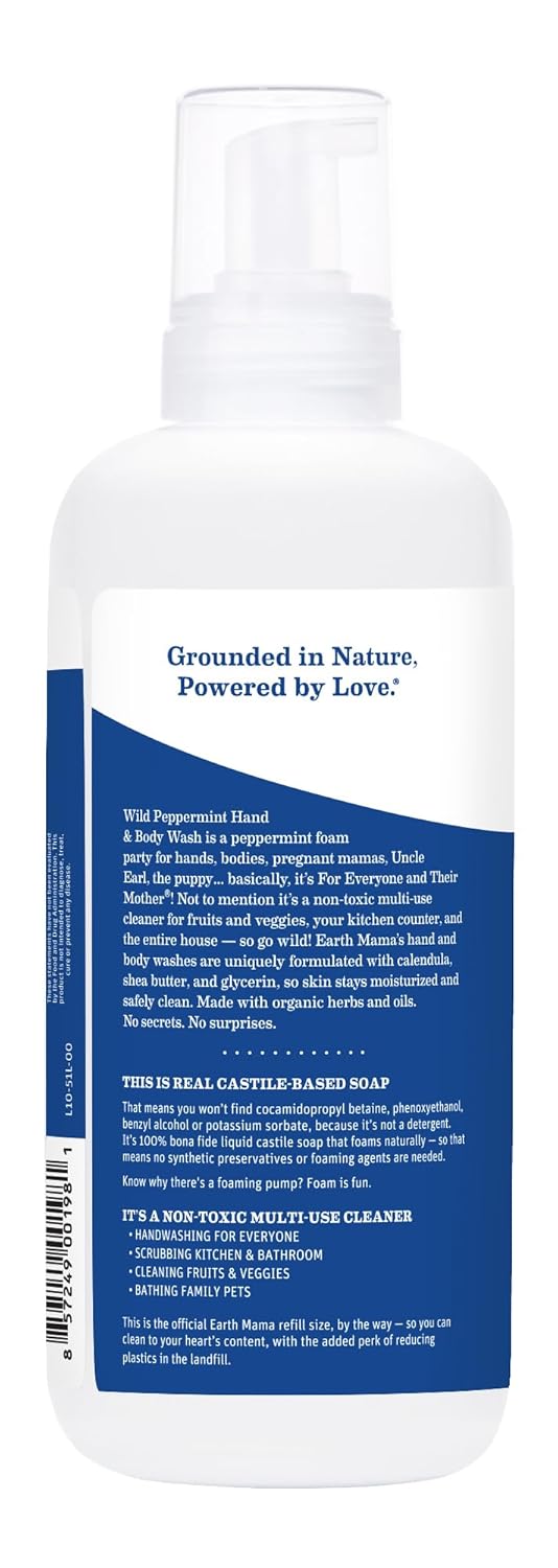 Earth Mama Wild Peppermint Foaming Hand and Body Wash Refill 34 fl oz 2-Pack - Image 10
