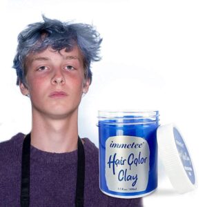 immetee Hair Color Wax, Temporary Hair Color Wax, Temporary Hair Tinting Gifts for Children Girls, Washable, for Christmas, Party, Cosplay, Birthday, 100g (Blue)