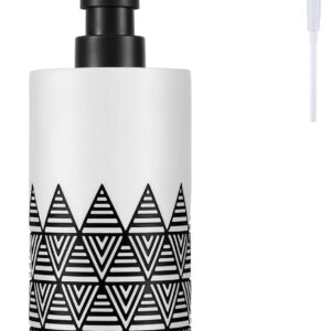 Luxspire Soap Dispenser, with Replacement Pump Head, Refillable Liquid Soap Bottle, for Bathroom, Kitchen, 430ml/14.5oz - White+Black