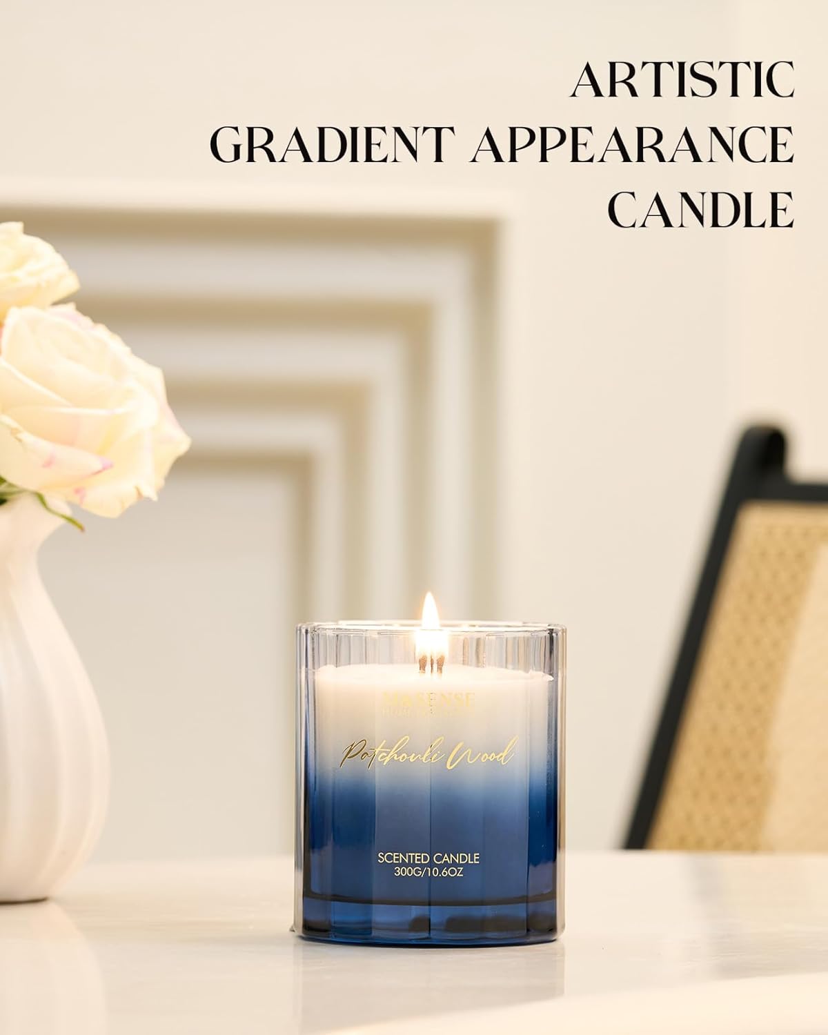 M&SENSE Patchouli Wood Scented Candle - 10.6oz Natural Soy Wax 60-Hour Long Lasting Burn Time Non Toxic Strong Woody Scented Candle for Home Decor & Housewarming Gifts - Image 5
