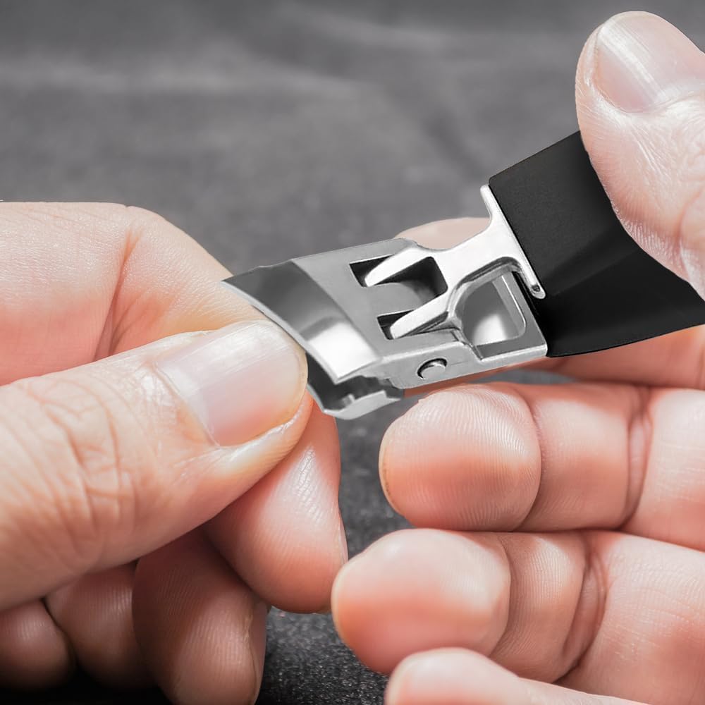 Wide Jaw Opening Anti-Splash Slanted Nail Clipper for Fingernails and Toenails, Black - Image 6