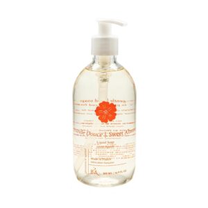 Provence Sante Natural Liquid Soap - Moisturizing Almond Oil Hand Soap with Warm Sweet Almond Scent - Elegant Pump Dispenser for Kitchen & Bath (16.9 oz)