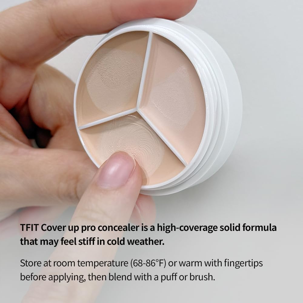 Multi-Use Pot Concealer - Triple Palette | High-Pigmented, Full Coverage & Crease-Proof | Korean Concealer for Dark Circles, Redness & Blemishes (03 Cool, 0.52 Oz) - Image 3