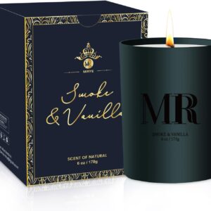 Scented Candle Gifts Set - Jar Candles for Men, Home Scented 6 Oz Soy Candle with 35 Hour Burnning Time, Ideal for Father's Day Dad, Husband, Boyfriend (Smoke & Vanilla)