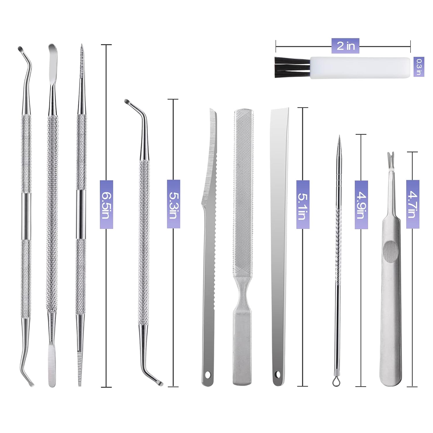 10PCS Stainless Steel Ingrown Toenail Removal Kit Professional Manicure Pedicure Tool Set with File Lifters - Image 7