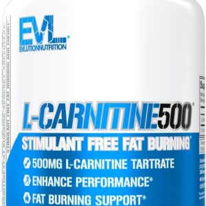 Evlution EVL L-Carnitine Supplement for Weight Loss Support - L carnitine 500mg Diet Pills for Weight Loss Lean Muscle Growth and Fat Burning Support with Stimulant Free L Tartrate - 120 Servings