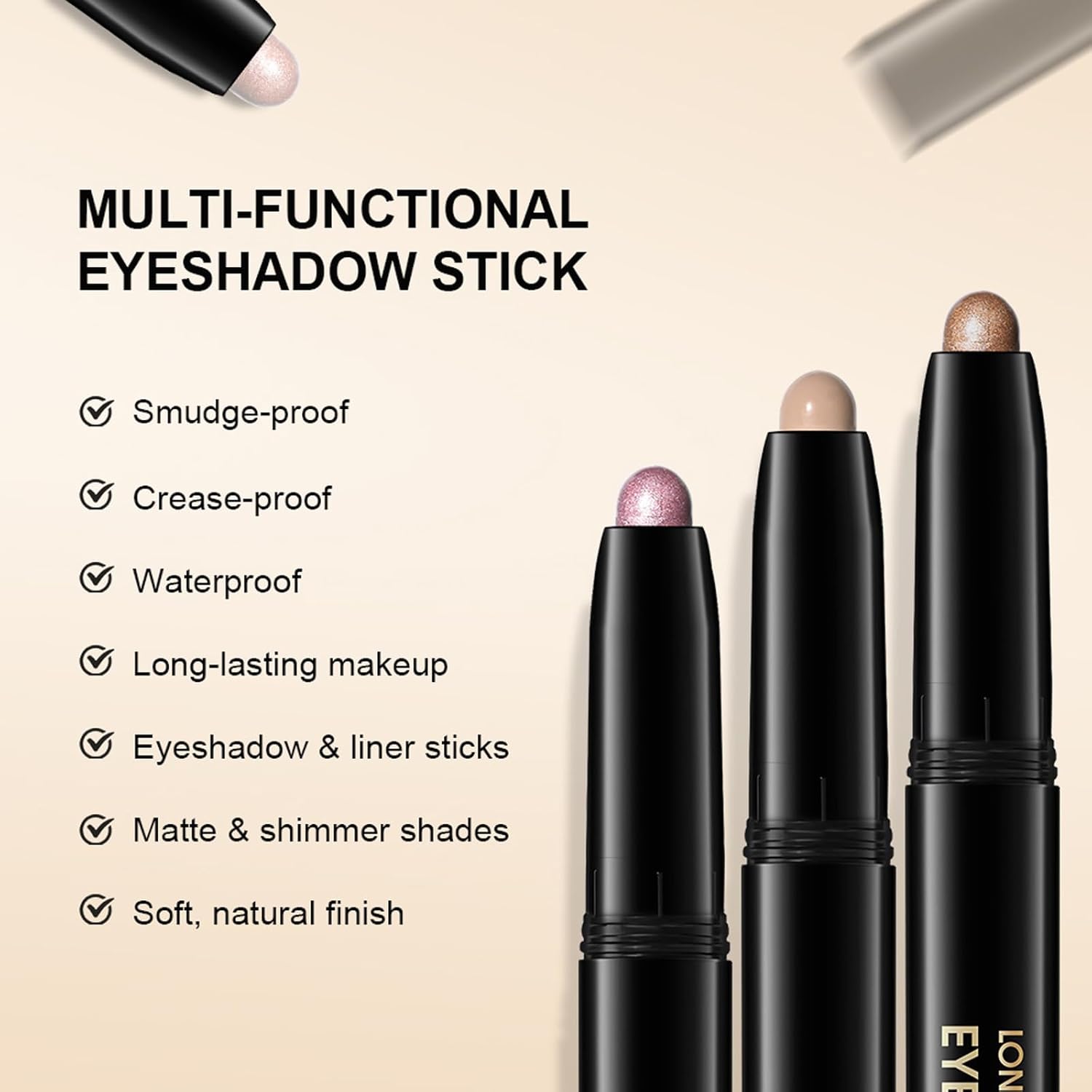 Erinde Waterproof Cream Eyeshadow Stick 01 Caramel, Long-Lasting and Blendable, Vegan - Image 4