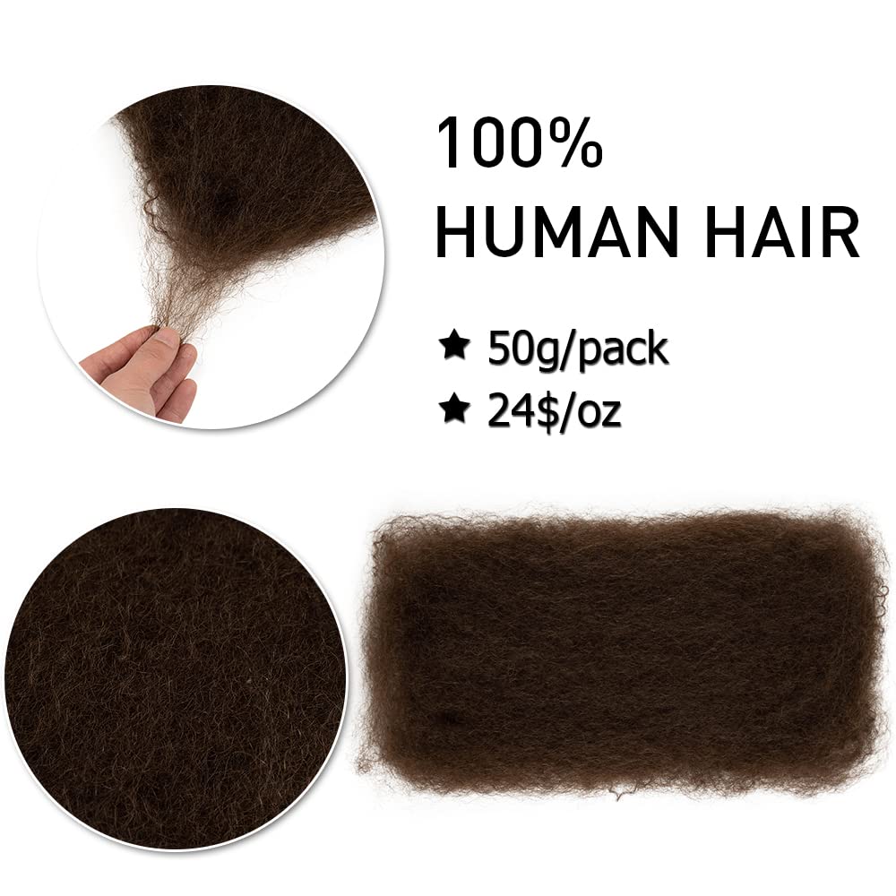 FASHION IDOL Afro Kinkys Bulk Human Hair for Dreadlock Extensions Loc Repair Braiding Twist Tight Afro Kinky Human Hair for Loc 3 Packs 150 Gram Medium Brown 16 Inches 5.3 Oz - Image 2