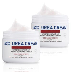 OUKEYA Urea Cream 42% plus Salicylic Acid 2% Net 5.29 Oz for Dry Cracked Feet,Heels,Knees,Elbows,Hands Repair Treatment Moisturizes and Removes Corns,Calluses,Dead Skin,and Softens Toenails Pack of 2