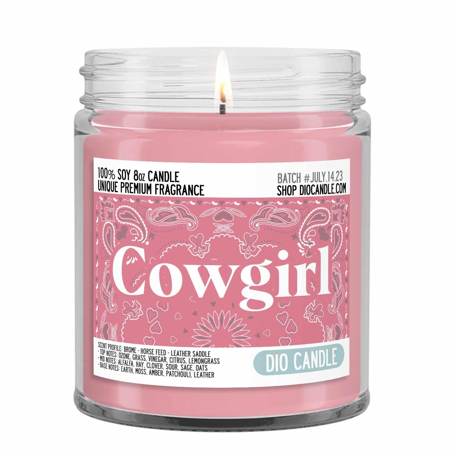 Cowgirl Scented Candle - Smells Like Brome - Horse Feed - Leather Saddle - 100% Naturally Vegan Soy and Premium Fragrance | Great Gift | Handmade in Denver, Colorado (8oz Glass Jar)