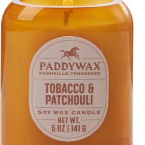 Paddywax Scented Candles Vista Collection Vintage Style Artisan Candle in Frosted Glass, 5-Ounce, Tobacco & Patchouli