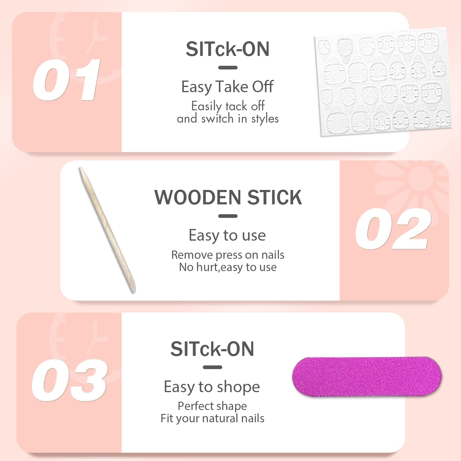Hot Pink French Tip Press on Nails Short Square Nails Press ons French Tip Glue on Nails for Women DIY Acrylic French Nails Short Gel Nails, Natural Thick Extra Short French Fake Nails 30Pcs 15 Sizes - Image 7