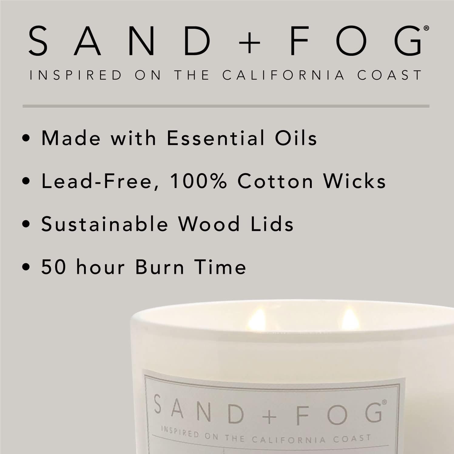 Sand + Fog Scented Candles - Vanilla Tobacco - Additional Scents and Sizes - 3 Wicks 100% Cotton Lead-Free - Luxury Air Freshening Jar Candles - Perfect Home Decor - 21 oz - Image 7