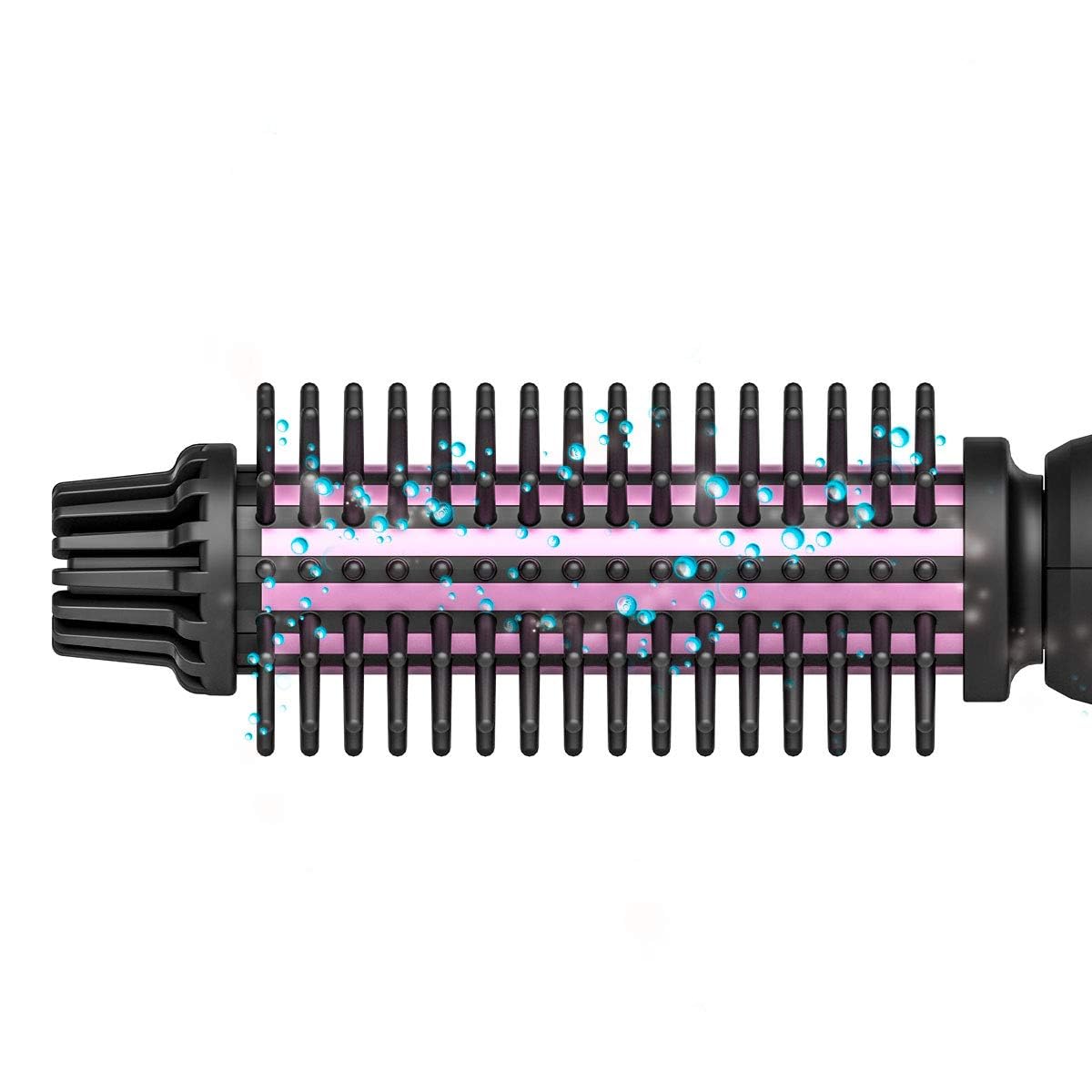 2IN1 Hair Brush Iron Professional Ceramic Hair Curling Iron/Straightener,Anti-Scald Nylon Bristles,Negative Ionic Dual Voltage for Travel,Curls & Waves & Straight - Image 5