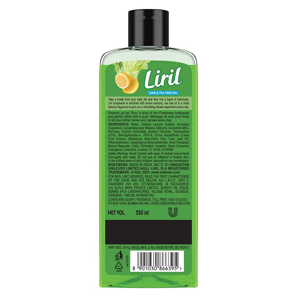 Lemon & Tea Tree Body Wash, 250ml, Refreshing Liquid Shower Gel for Bathing for Men & Women, Refresh and Rejuvenate with Liril Body Wash - Image 6