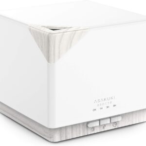 ASAKUKI 700 ml Premium Essential Oil Diffuser, 5 in 1 Ultrasonic Aromatherapy Fragrant Oil Vaporizer Humidifier, Timer and Auto-Off Safety Switch, 7 LED Light Colors