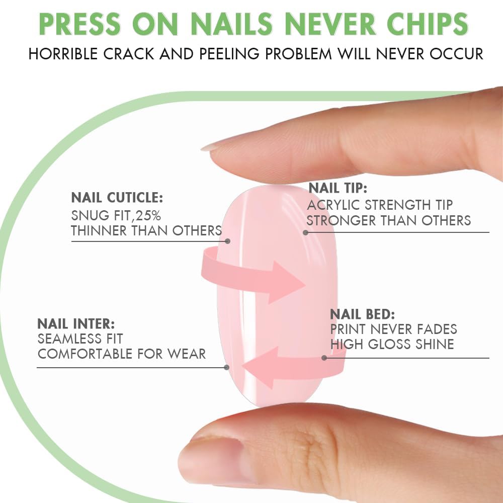 KQueenest Purple Press on Nails - 24 Pcs Set, Short Medium Square Coffin Acrylic Nails, Reusable False Nails for Women - Image 5