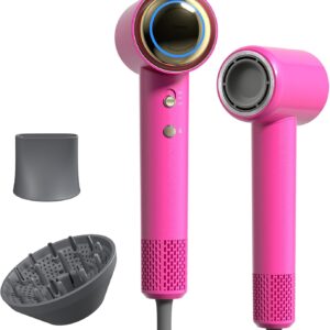 Tideway H11 Hair Dryer 110000 RPM Professional High-Speed, Rapid Drying Plasma Tech for Scalp Health, Lightweight Low Noise, Smart Temp Control,4 Temps Travel with Magnetic Nozzle&Diffuser (Pink)