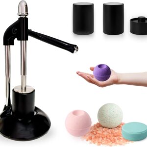 Black Bath Salt Ball Press Machine，DIY Bath Bomb Tool，Bath Salt Ball Maker with 3 Set Molds，DIY for Round，Surprise Bath Bomb Ball，Shower Steamers