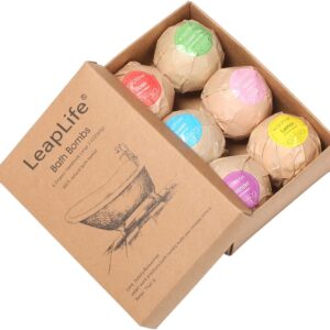 Bath Bombs Gift Set,Organic Handmade Large Fizzer with 100% Natural Materials for Kids, Women Men, Best Gift for All Festivals including lemon, rose, lavender, vanilla, green tea, ocean(6pcs)