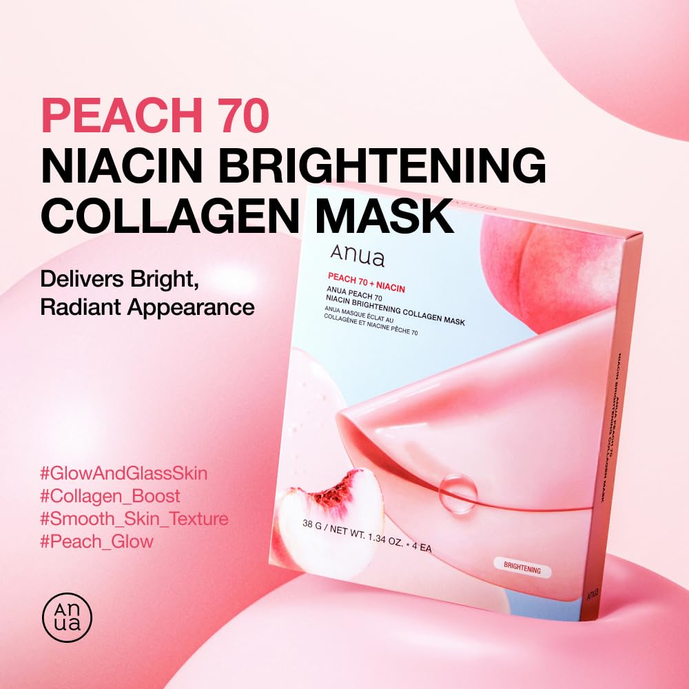 ANUA Peach 70 Niacin Brightening Collagen Overnight Face Mask 38g 4 Pack - Image 2