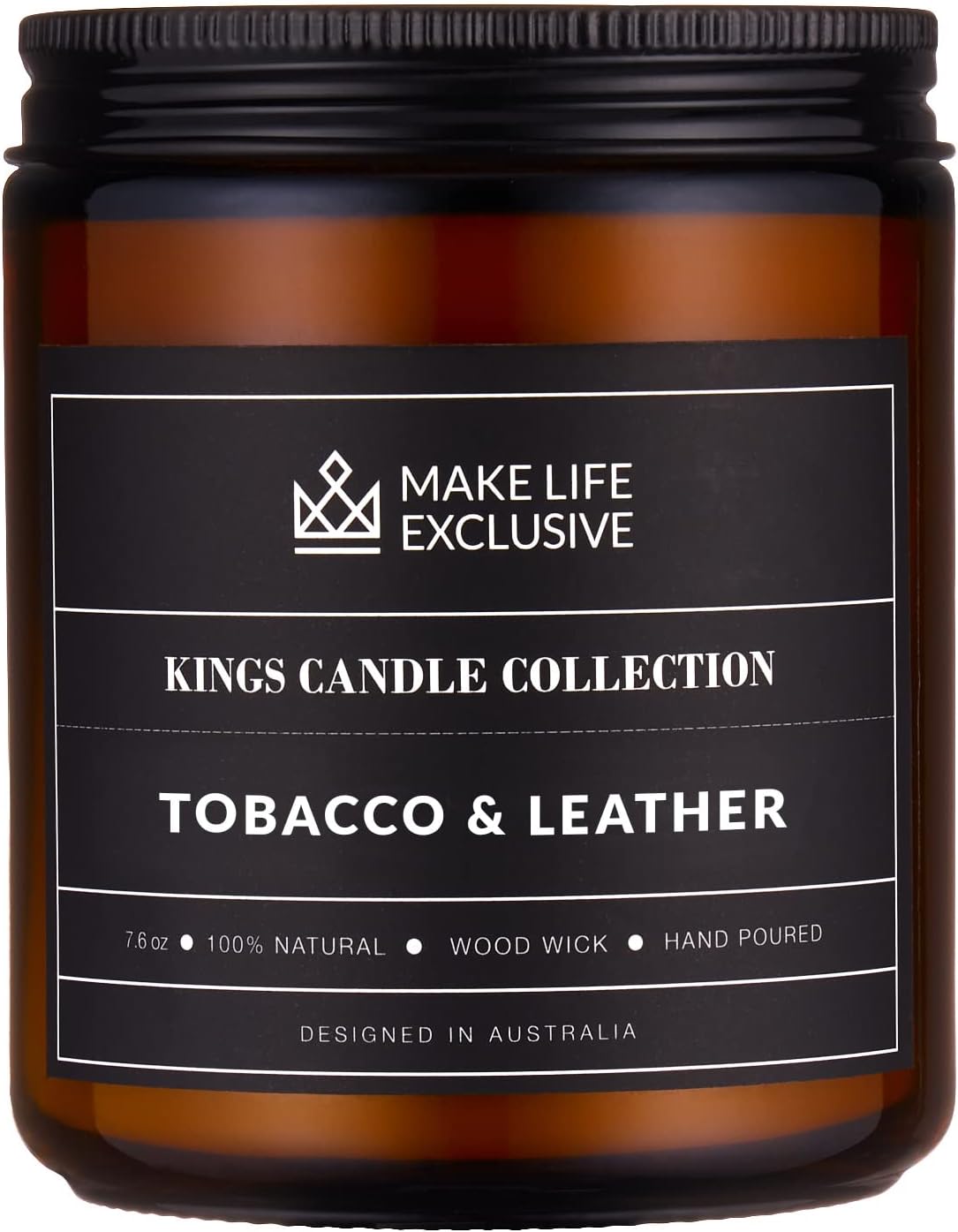 Scented Candles for Men | Tobacco & Leather Scented | Wooden Wick, Long Lasting, Masculine Scents | Natural Soy Jar Candle for Home, Bacehlor Pad Decor | The Perfect Mens Gift