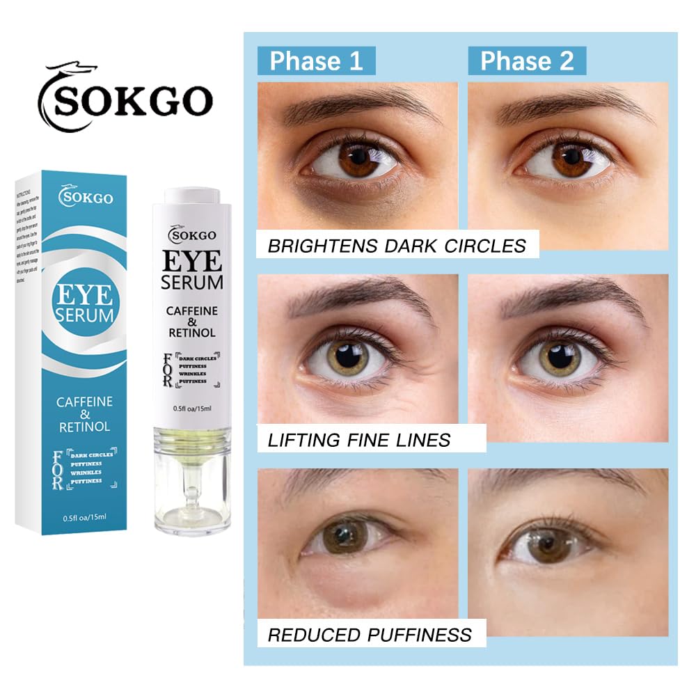 Caffeine Eye Serum, Retinol Eye Firming Serum for Dark Circles and Puffiness, Anti Aging Eye Serum with Hyaluronic Vitamin E, Smooth Fine Lines and Hydrate Eye Area - Image 6