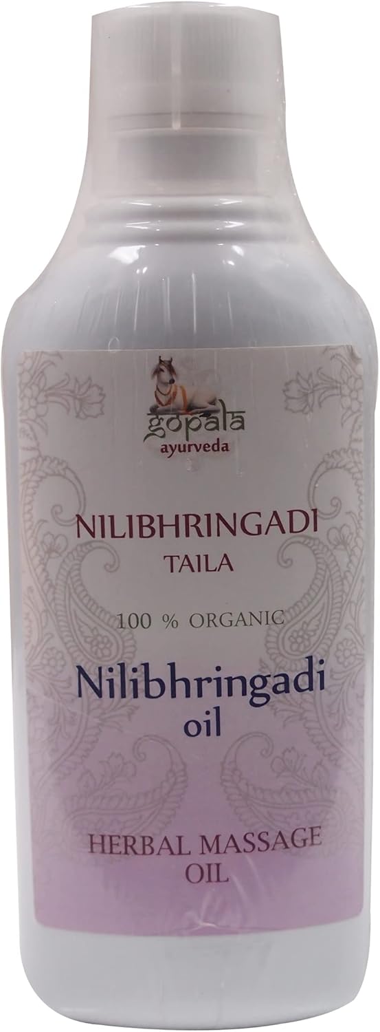 NEELIBHRINGADI Oil - 500ML (USDA Certified Organic) | Herbal Massage Oil Made with 100% Certified Organic Ayurvedic Herbs by Gopala Ayurveda
