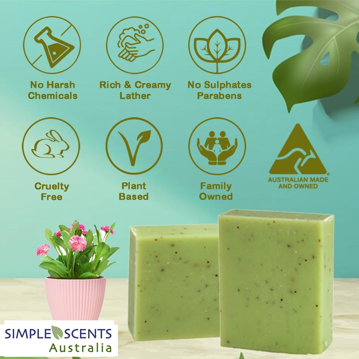 Lemon Myrtle Triple Milled Natural Soap Bars 12 Pack Moisturizing 3.5oz with Shea Butter - Image 2