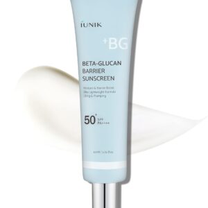 IUNIK Beta-Glucan Water Barrier Moisture Daily Sunscreen Matte & No White Cast SPF 50+ PA++++ Vegan Lifting & Plumping Moisturizing Daily Sun Cream for Dry Oily Sensitive Skin Korean Skincare