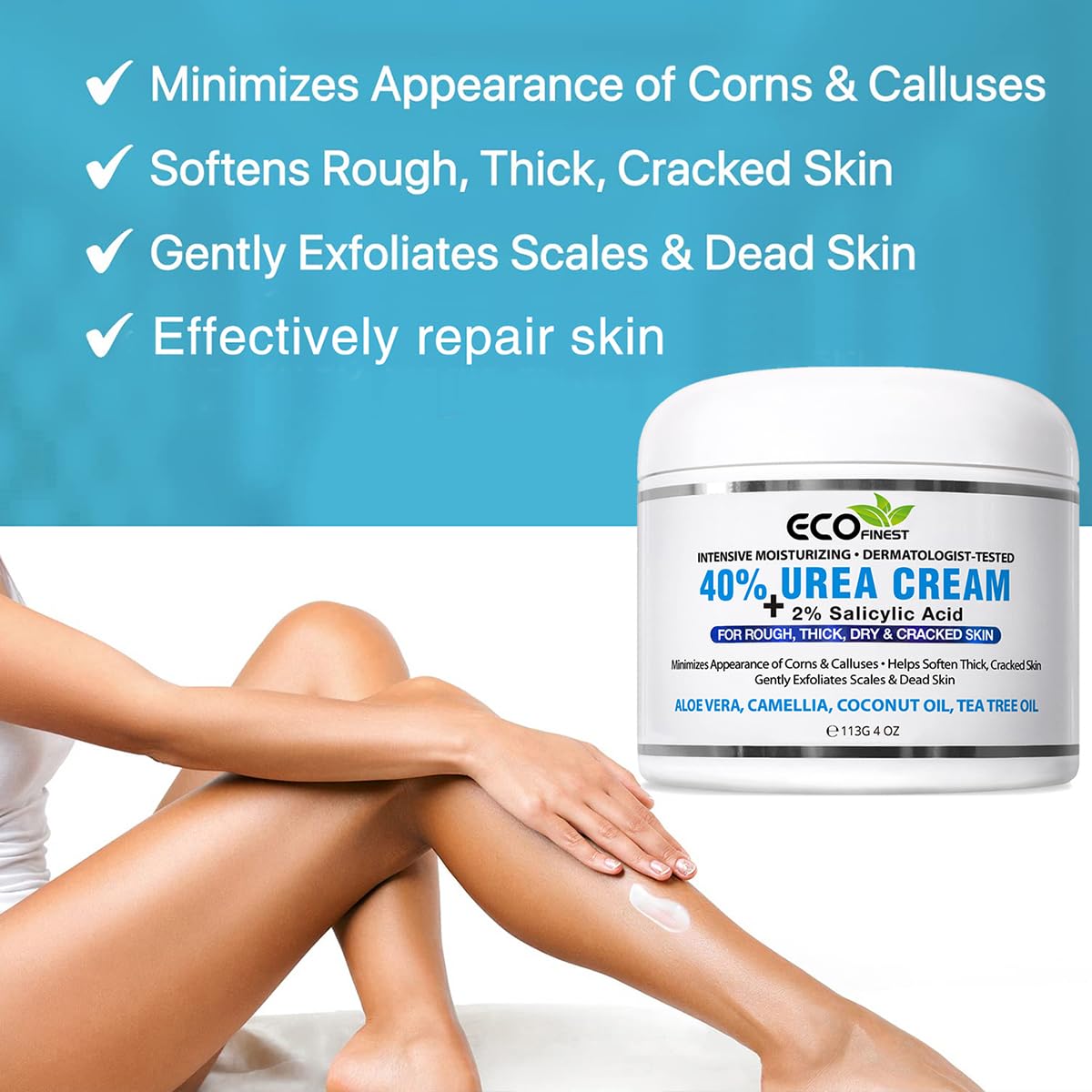 40% Urea Cream Contains Salicylic Acid and Is Suitable for Cracked Heels, Feet, Elbows, and Hands. Foot Cream Is Rich in Hyaluronic Acid, Tea Tree Oil, Etc- 113g/4.0oz - Image 2