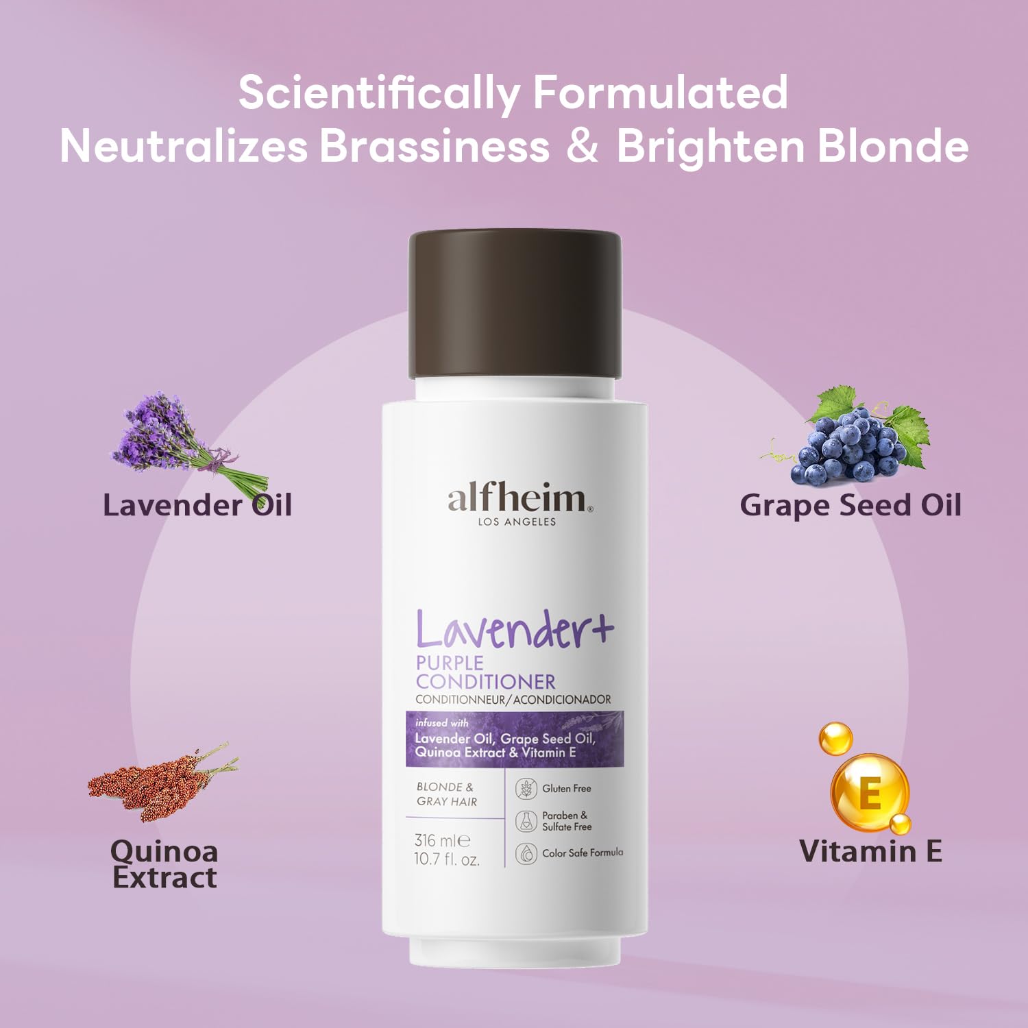 Lavender+ Purple Conditioner | Neutralizes Brassiness & Yellow Tones | Moisturizing & Nourishing Hair Conditioner for Blonde, Silver & Highlighted Hair | Color-Safe, Sulfate-Free, 10.7 oz - Image 2