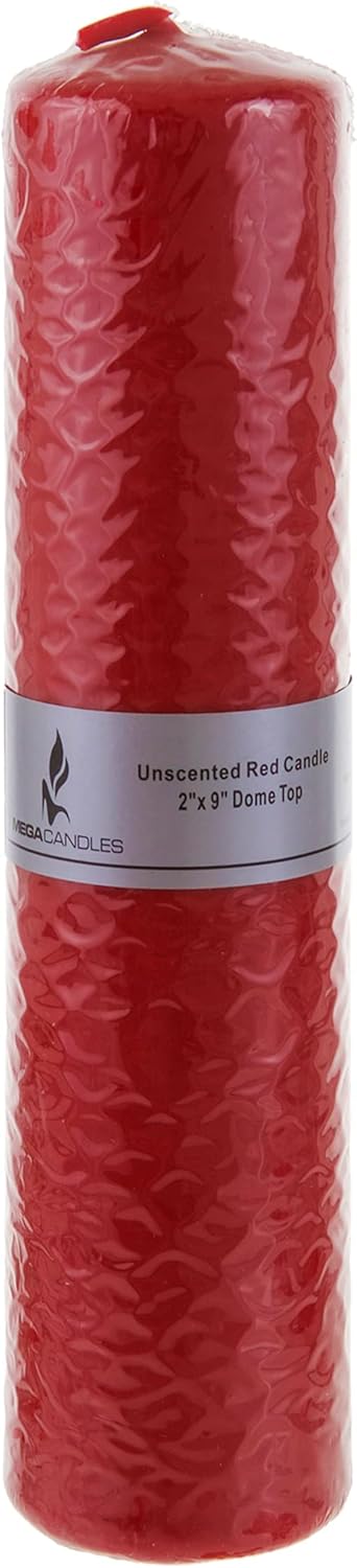 Mega Candles 6 pcs Unscented Dome Top Red Pillar Candles, Pressed Premium Wax Candle 2 Inch x 9 Inch, Home Décor, Weddings, Parties, Celebrations, Occasions, Florists, Events, Prayers, Memorials - Image 2