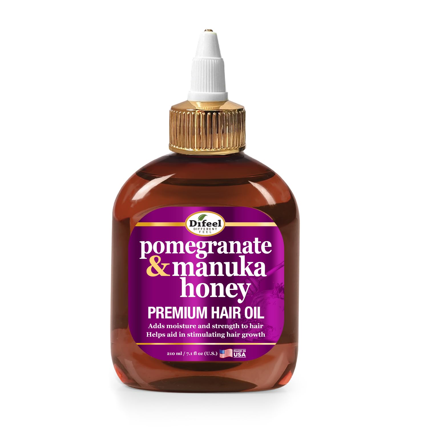 Difeel Pomegranate & Manuka Honey Premium Hair Oil 7.1 oz. - Growth Stimulating, Moisturizing & Strengthening Hair Oil for Dry, Damaged Hair