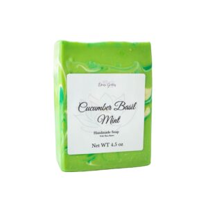 Cucumber Basil Mint Fresh Scented Body Wash Handmade Artisan Soap Bars for Women - 4 oz Bar - Self Care Spa Products - Cold Process Body and Bath Soaps