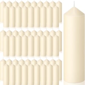 MTLEE 40 Pcs Ivory Pillar Candles Bulk 2 x 6 Inches Dripless Unscented Wax Long Burning Smokeless Clean Burning Decorative Candles for Weddings Parties Dinners Spa Bath Home Decor