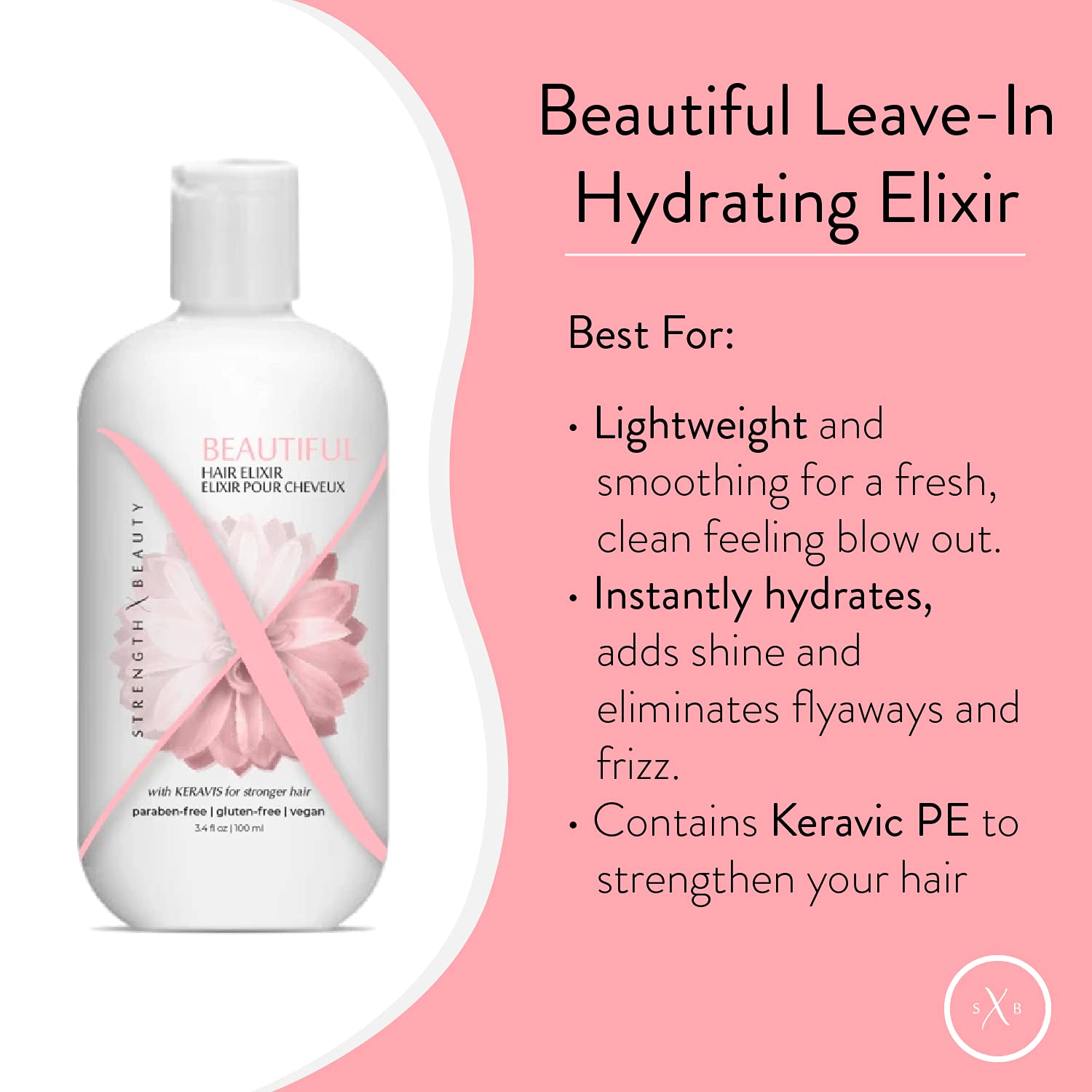 Beautiful Leave-In Elixir - Lightweight Hydrating Leave-In Conditioner for Soft, Shining Hair - Vegan Paraben-Free Formula w/Keravis PE (3.4 oz. travel | try me size) - Image 2