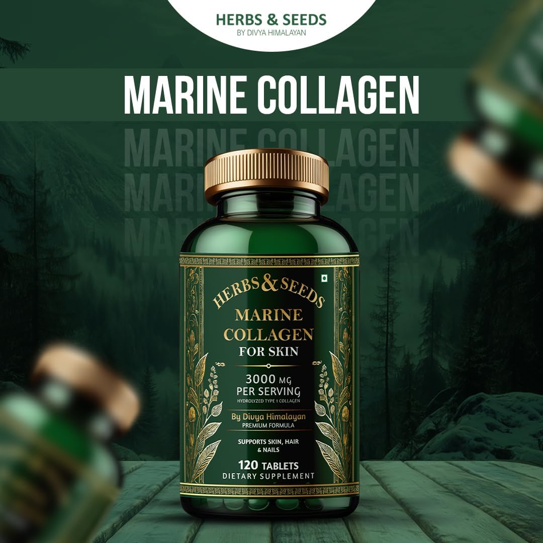 HERBS & SEEDS Marine Collagen Supplement Tablets Hydrolysed Collagen Peptides Supplement Enriched with Biotin Vitamin C Vitamin E for Hair Skin & Nails - 120 Tablets - Image 6