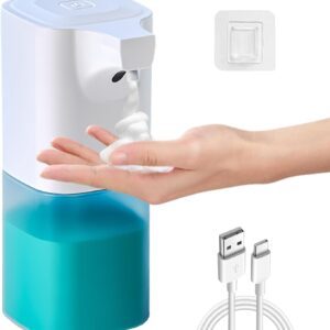 Automatic Foaming Soap Dispenser Touchless Rechargeable 12oz/350ml with Wall Mount and 4 Adjustable Soap Levels, Hand, Hands Free, Bathroom, Kitchen
